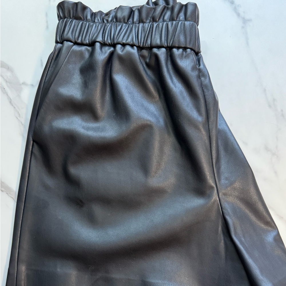 Black Vegan Leather Shorts
